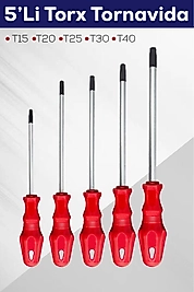 5 Parça Torx Tornavida Seti(T-15/T-20/T-25/T-30/T-40)