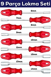9 Parça Lokma Tornavida Seti (6-7-8-9-10-11-12-13-14 MM)